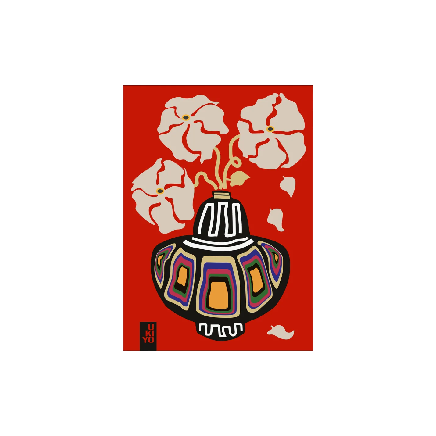 Hot Søstrene Grene Schweiz Poster Ukiyo Vase Flower Rainbow Red 50 X 70 Brick Red